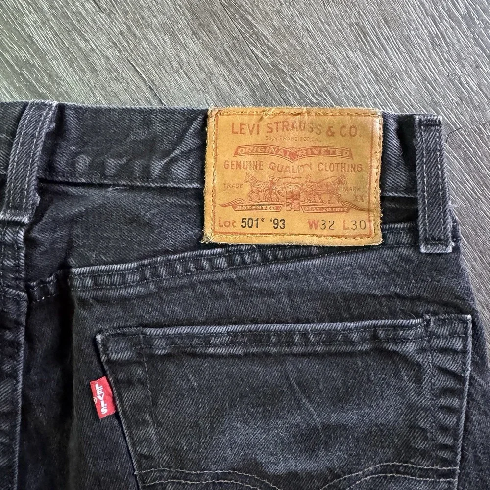 Levis 501 '93 Jeans Mens 32x30 Black Dark Wash Button Fly Straight Denim Pants